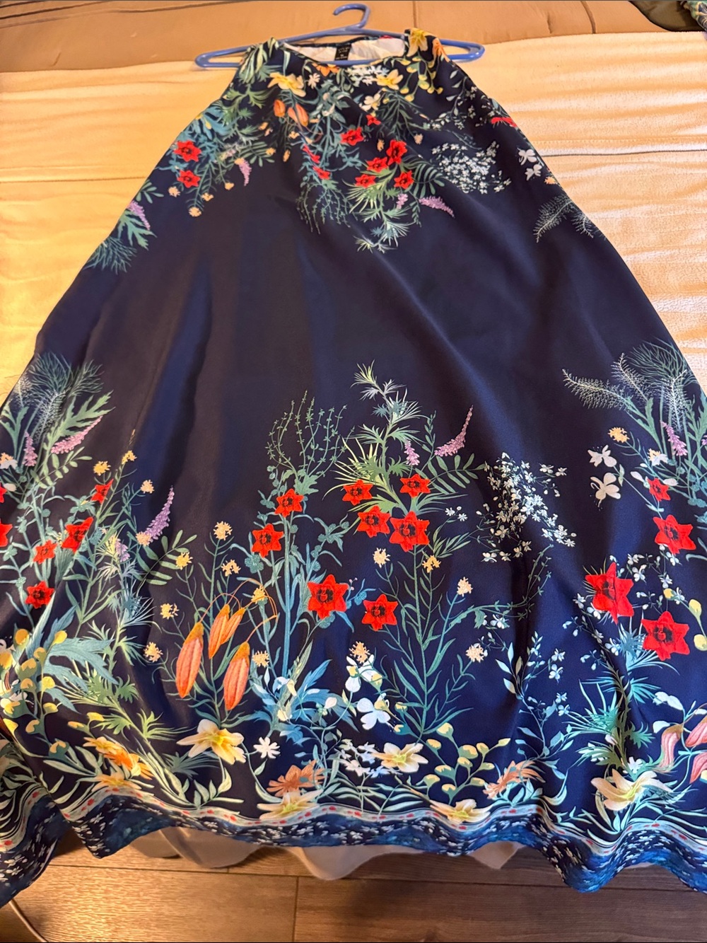 Floral Navy Maxi Dress - Sleeveless A-Line